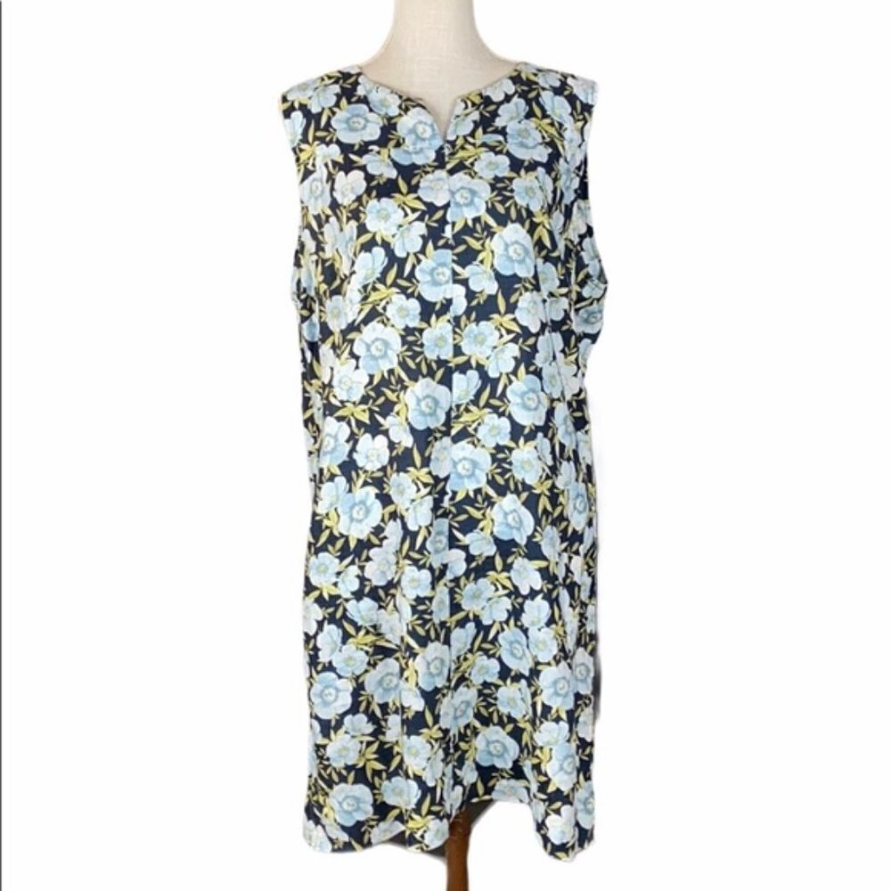 J. Jill Dress Love Linen Floral Hibiscus Shift Small Petite Tropical Hawaii Midi - Picture 11 of 11